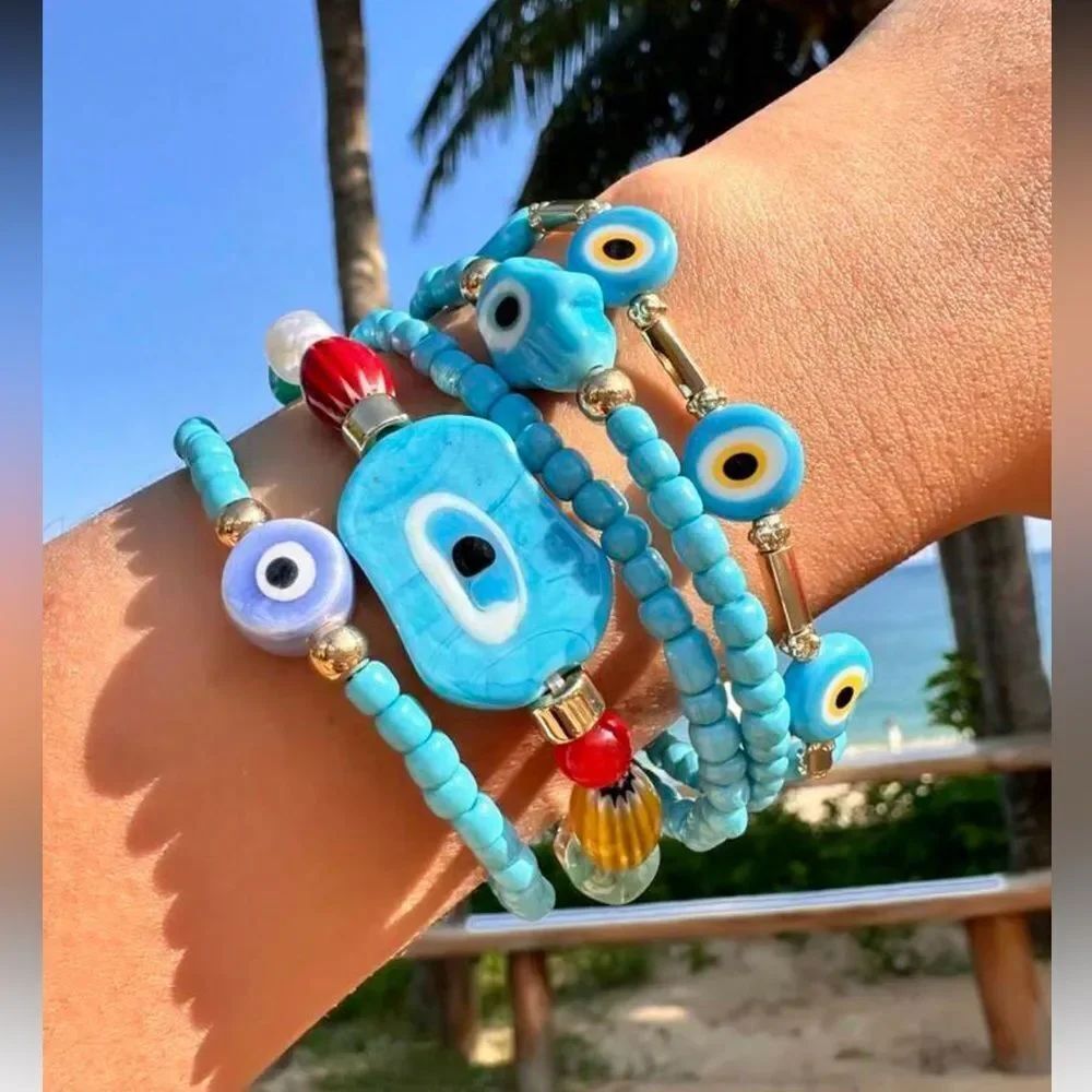 Evil Eye Beaded Bracelet Set Q862